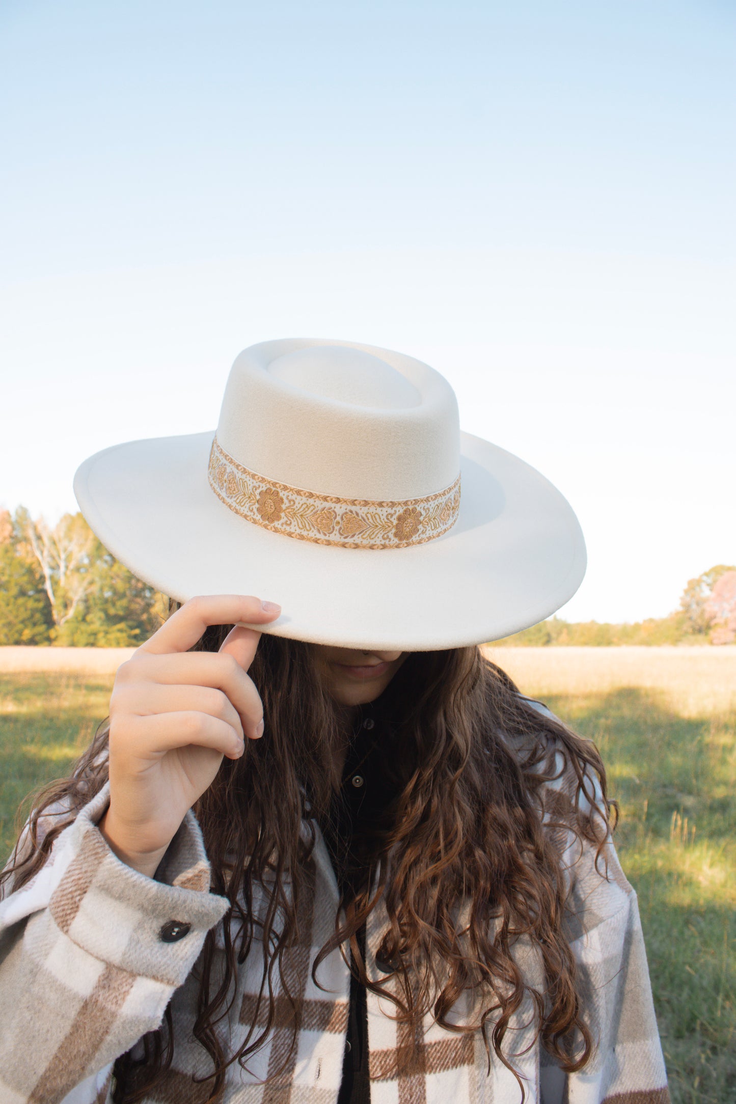 Fedora Wide Brim Floral Design