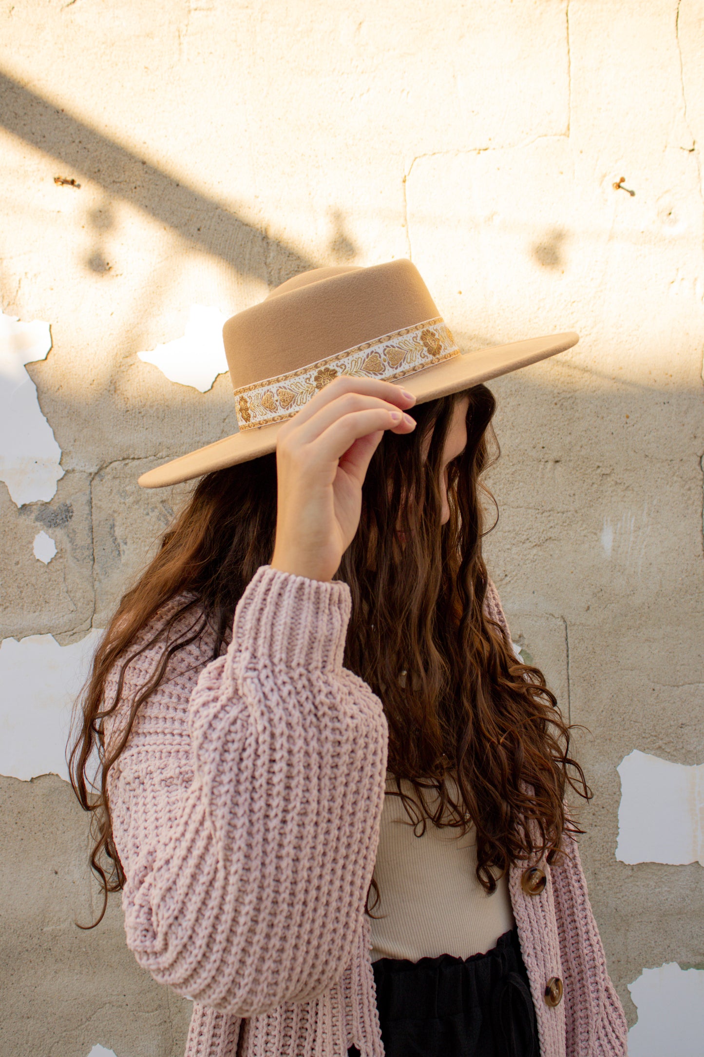 Fedora Wide Brim Floral Design