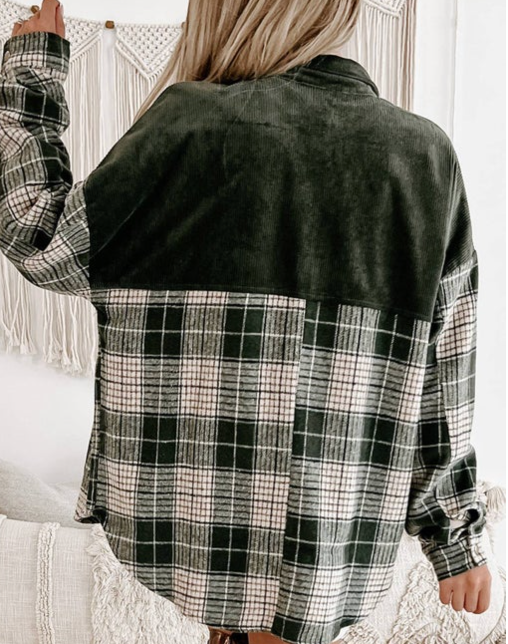 Single Breasted Plaid Flannel Shacket